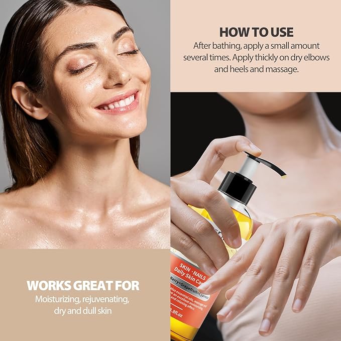 PHATOIL Grapefruit Body Oil, 260ML Body Oils for Nourish Skin, Long-Lasting Nature Fragrance Oils, Premium Grapefruit Body Oil Great for All Skin Types - 8.8FL.OZ