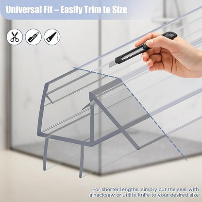 2-Pack Shower Door Bottom Seal, (1/2" x 36") Ultra Clear Glass Shower Door Seal Strip, Stop Leaks and Create a Water Barrier
