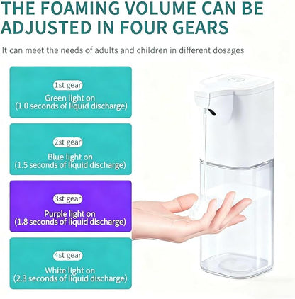 Automatic Liquid Soap Dispenser,Touchless Soap Dispenser 4-Level Adjustable Electric,Auto Bathroom Kitchen Hand Soap Dispenser,12oz/350ml,Wall Mounted,Rechargeable