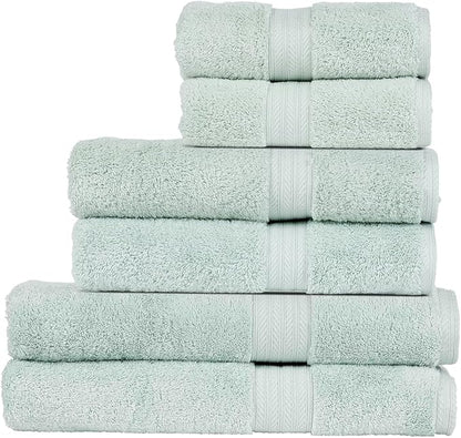 Christy Renaissance 6 Piece Blue Towel Set | 100% Egyptian Cotton | Luxury Bathroom Towels | Soft and Super Absorbent | 675 GSM | 2 Bath Sheet 2 Bath 2 Hand | Eggshell