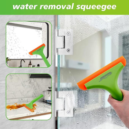 NEWISHTOOL Car Glass Small Window Squeegee, Auto Water Blade, Side Mirror Water Wiper, Shower Squeegee for Glass Doors, 5.9" Blade 7.5" Long Handle Silicone Squeegee, 3 Pack
