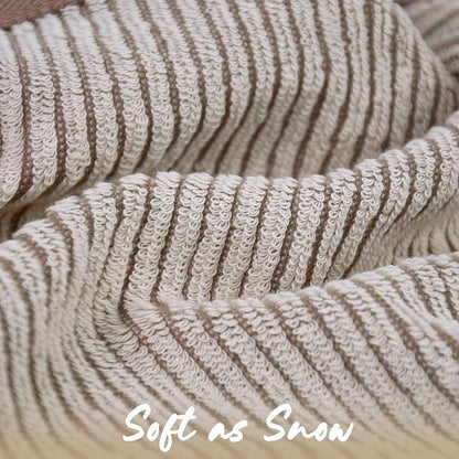 Cleanbear Wash Cloths 12 Pack, Jacquard Weaved Cotton Washcloth for Body and Face, 13.5 by 13 Inches Soft Face Towels for Sensitive Skin (Light-Brown)