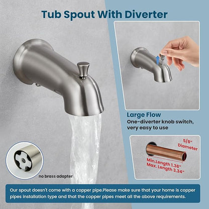 gotonovo Bathroom Shower Head Kit High Pressure Combo System Shower Faucet 6 Modes ABS Handheld Spray Shower Trim Kit Valve Included Shower Head and Handle Set Brushed Nickel
