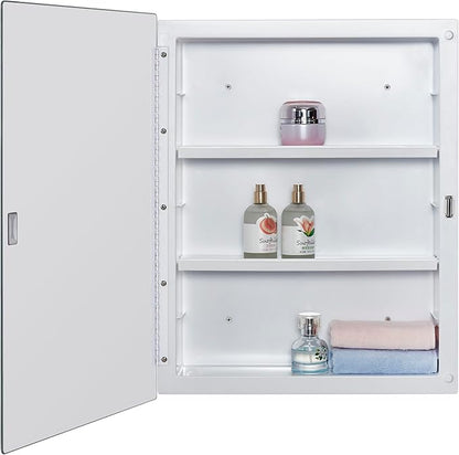Plastic Medicine Mirror Cabinet for Bathroom 16 x 20 inch, Surface and Recessed Mount