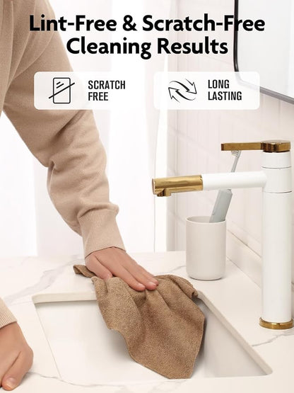 Fantasticlean Microfiber Cleaning Cloth Roll -150 Pack, Tear Away Microfiber Towels, 12" x 12", Reusable, Washable, Ultra Absorbent Dishcloth for Home Supplies, Car, Pet, Kitchen (Tan & Beige)