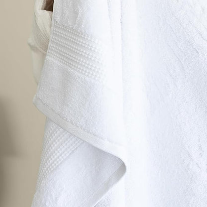 100% Turkish Cotton Towel Set of 6 - Soft, Plush & Super Absorbent - Premium Set with 2 Bath Towels, 2 Hand Towels, and 2 Washcloths - Made in Turkey (White, 6-Piece Towel Set)