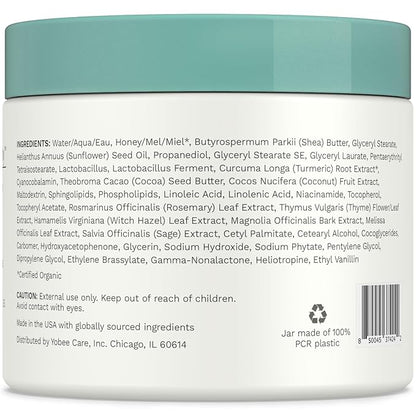 Yobee Body & Face Cream for Dry, Itchy Skin, Eczema & Psoriasis, Dermatologist Formulated, Probiotics, Honey, Turmeric, Vitamins B12 & E, Ceramides, Shea Butter, Fragrance Free, For Kids & Adults