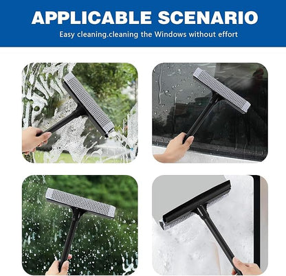 15.9" Plastic Handle Window Squeegee for Home, 2-in-1 Auto Window Cleaner with Sponge Car Windshield Squeegee for Gas Station, Shower, Glass & Outdoor
