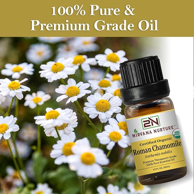 Roman Chamomile Essential Oil USDA Certified Organic, 100% Pure Natural Premium Grade, Undiluted