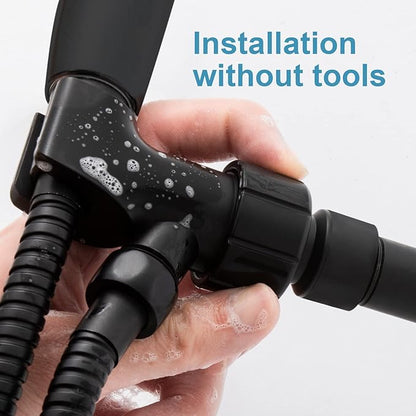 OFFO Shower Head Holder with Solid Metal Ball for Handheld Shower Head, Adjustable Shower Arm Mount for Connecting Shower Arm and Shower Hose, 1/2 in IPS Female Inlet and Male Outlet, Matte Black