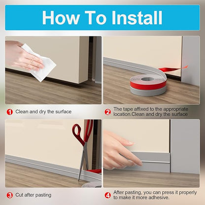 Heavy-Duty 3Inch (W) x 20FT(L) Door Weather Stripping, Extra Thick 2mm Door Draft Stopper Silicone Seal Strip, Draft Seal Tape for Doors Windows and Shower Glass Gap