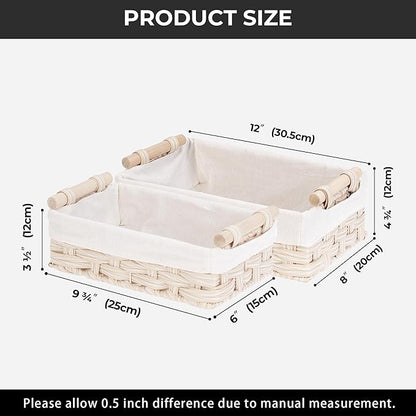 GRANNY SAYS Gray Wicker Baskets, Decorative Baskets for Shelves, Basket Organizer with Handles, Small Wicker Baskets for Organizing, Toilet Paper Baskets for Organizing, Set of 2