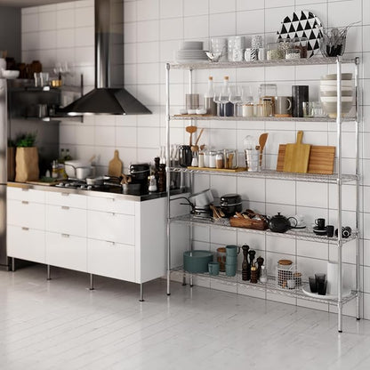 14" Deep x 60" Wide x 74" Height Wire Shelving Kit | 5-Tier | NSF Commercial Storage Rack Unit