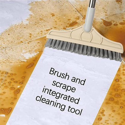 2 in 1 Cleaning Floor Scrub Brush Floor Brush Scrubber New Upgraded 53.5" Long Handle Grout Brush Scrape V-Shape Stiff Bristle Cleaning Brush with Squeegee 120°Rotating Tile Brush for Bathroom