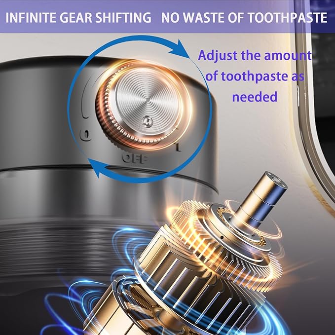 Toothpaste Squeezer, Bathroom Wall Mounted Electric Toothpaste Dispenser with Adjustable Toothpaste Dispensing Amount, Automatic Toothpaste Dispenser for Adults and Kids (Black)