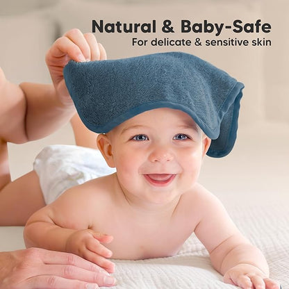 6-Pack Baby Washcloths - Soft Absorbent Viscose from Bamboo Wash Cloths for Babies, Kids, Toddlers, Infant, Newborn Bath Towels, Gentle on Sensitive Skin, 10x10 Reusable Face Towels (Depths)