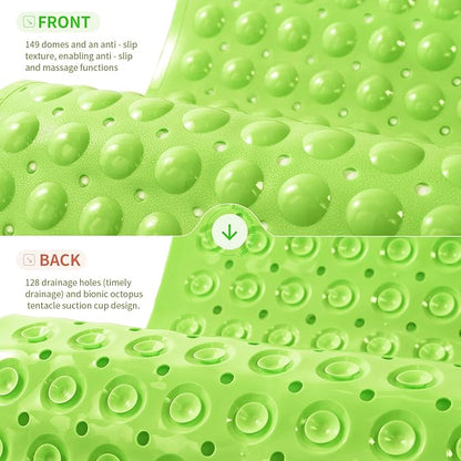 Anti-Slip Bathtub Shower mat, 27.5×14.5（Approximately 70×37cm） inch Soft Oversized Machine Washable Non-Slip Bathtub mat with Drainage Holes, Bathroom Floor Suction Cup.（1-Opaque Pea Green）