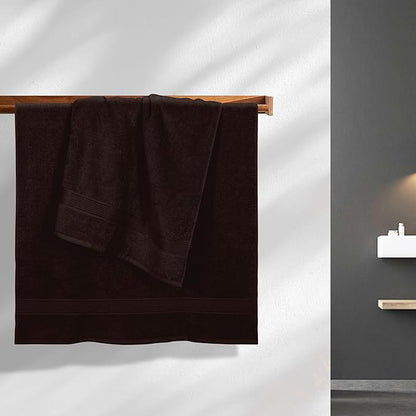Elvana Home Cotton 2 Pack Oversized Bath Towel Set 28x55 inches, Large Bath Towels, Ultra Absorbant Compact Quickdry & Lightweight Towel, Ideal for Gym Travel Camp Pool - Brown