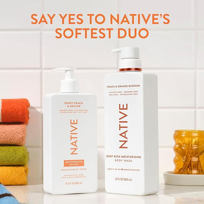 Native Body Lotion Contains Naturally Derived Plant-Based Moisturizers for Women and Men | Restores Dry Skin, Peach & Nectarine, 16.5 fl oz