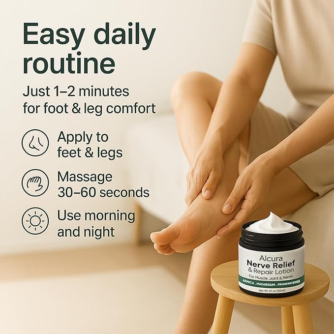 Alcura Nerve Cream, Alcura Neuropathy Lotion with Arnica, Magnesium for Body, Joint, Knee, Lumbar, Neck, Hand and Feet – 4 fl oz (1)