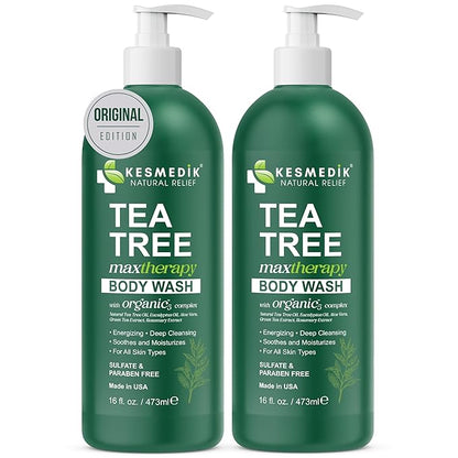 Tea Tree Body Wash MaxTherapy, Itchy Skin Relief Soap, Soothes Jock Itch, Athlete's Foot, Acne, Eczema, Psoriasis & Sensitive Skin, Intimate Wash, Men & Women, 2-Pack, Original Edition