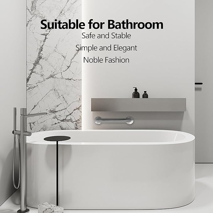 Shower Grab Bar, 2 Pack 24 Inch Brushed Nickel Bathroom Safety Bar, 1.25" Diameter 304 Stainless Steel Grab Bars for Bathtubs and Showers, Handicap Shower Grab Bar for Seniors Elderly