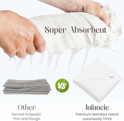 Bamboo Hooded Baby Towel with Face Cloth – 1 Hooded Towel (29x29 inches) & 1 Washcloth (9x9 inches) – Ultra Soft, Absorbent & Cozy Bath Set for Newborns and Infants