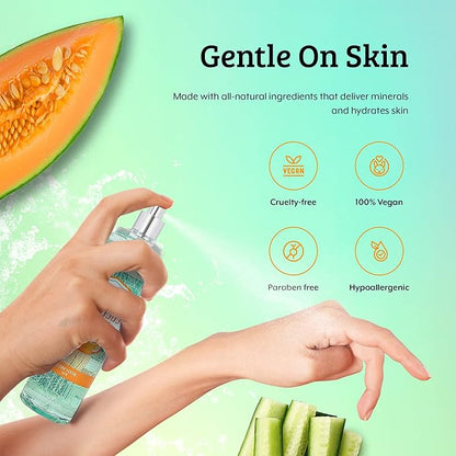 Home Spa Gift 10oz Deep Moisturizing Fragrance Body Lotion & 8 oz. Fine Fragrance Body Mist Set Luxury Self-Care Combo for Women and Girls (Cucumber Melon)