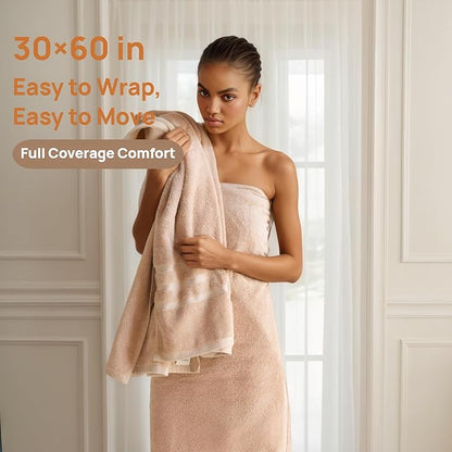 Cotton Bath Towel – Large 30x60 Inches, Soft, Thick & Absorbent Towel for Bathroom, Spa, or Home Use (Beige, 2 Pack – 30"x60")