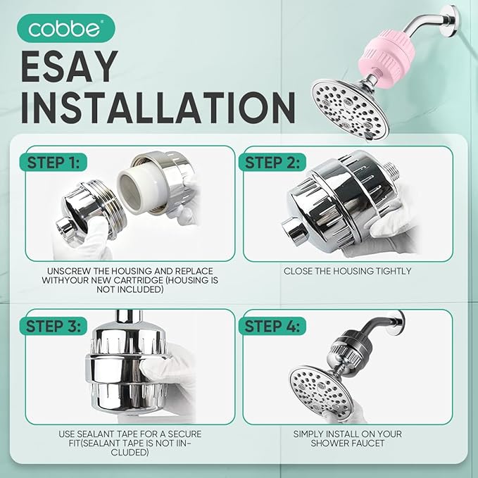 Cobbe HD HEAVY DUTY High Output Shower Filter – 99% REMOVAL Shower Head Filter for Hard Water, Heavy Metals, Chlorine and Harmful Substance, Improve your skin and hair - Pink