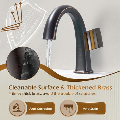 Brass Roman Gooseneck Tub Filler, Oil Rubbed Bronze Garden Tub Faucet Deck Mount Bath Faucet Set, 3 Hole High Flow with Valve & Hose, 12-20in Widespread