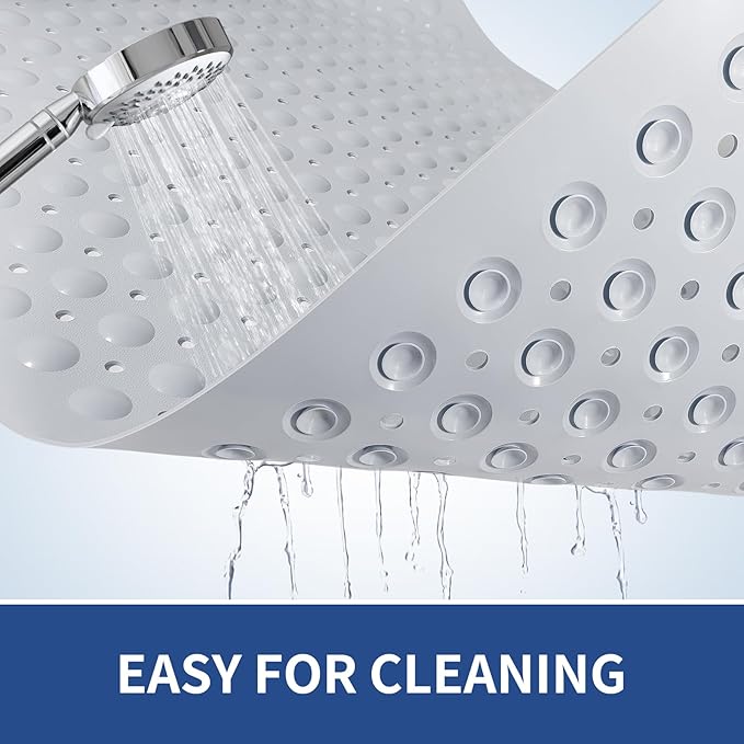 OTHWAY Square Shower Mat 32x32, TPE Non-Slip Shower Mats with Drain Holes and Suction Cups, Walk-in Mat for Inside Shower Stall, Anti-Slip for Elderly Kids (Light Grey)
