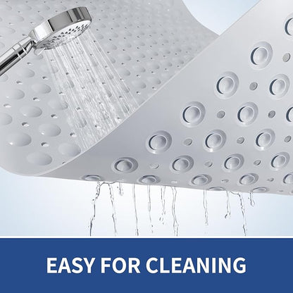 OTHWAY Square Shower Mat 32x32, TPE Non-Slip Shower Mats with Drain Holes and Suction Cups, Walk-in Mat for Inside Shower Stall, Anti-Slip for Elderly Kids (Light Grey)