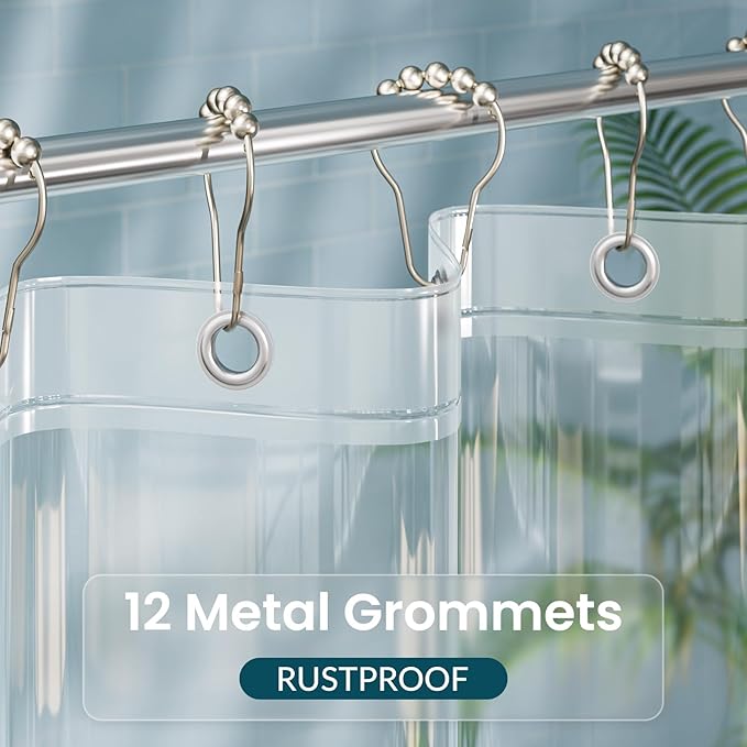 Titanker Short Shower Curtain Liner 72x65, Clear PEVA Shower Liner Lightweight Waterproof Shower Curtains for Bathroom with Magnets and Rustproof Grommet Holes