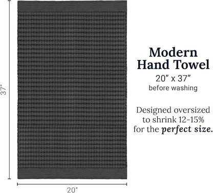 GILDEN TREE Waffle Hand Towels for Bathroom Quick Dry Large Luxury Lint Free Super Absorbent Cotton Hand Towels Set of 2, Modern Style (Faded Black)