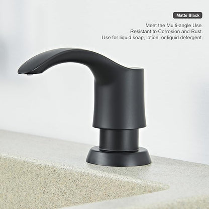GAGALIFE Kitchen Sink Soap Dispenser with Large Bottle, Built in Sink Soap Dispenser Refill from Top, Matte Black G080B