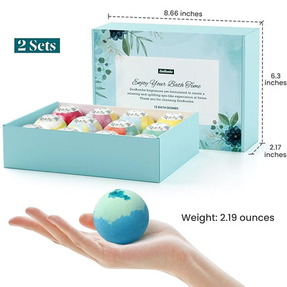 Bath Bombs for Women, 24pcs Handmade Natural Bath Bomb, Stocking Stuffers, Bath Bomb with Shea Butter, Mothers Day Presents for Mom, Amazing Present for Her, Wife, Girlfriend, Mother(2 Sets)