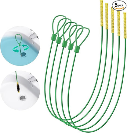 Kelly's Collection 30 Inch Drain Snake Hair Clog Remover, Anti-break Metal Sink Snake Drain Cleaner Tool with Nylon Layer, Drain Hair Removal Tool for Shower, Bathroom Sink Drain Unclog (5 Pack)