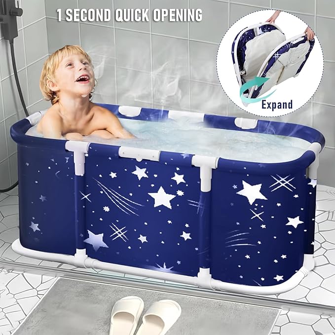 Portable Bathtub, 47 in Freestanding Soaking Bath Tub for Adults, Portable Bathtub for Shower Stall, Separate Family Bathroom SPA Tub, Family Adult Foldable Bathtubs for Hot Bath Ice Bath