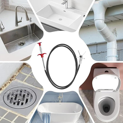 Drain Snake,76 inch Flexible Grabber Claw Pick Up Reacher Tool,Drain Clog Remover - Gutter Cleaning Tools for Home Sink, Bathroom Tub,Drain, Toilet, Tight Spaces