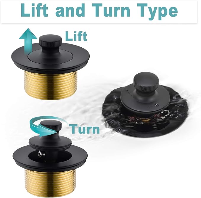 BESTILL Lift and Turn Bathtub Drain Bath Tub Trim Set Conversion Kit, Matte Black