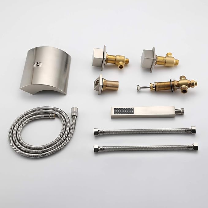 sumerain Waterfall Bathtub Faucet Brushed Nickel with Sprayer, Tub Spout with Diverter
