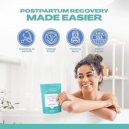 CaboCréme Postpartum Sitz + Bath Salts – 24oz – Postpartum Bath Soak for Perineal Care, Healing Tears, Swelling & Hemorrhoids – Dead Sea Salt with Magnesium – OB-GYN Created Recovery Essential