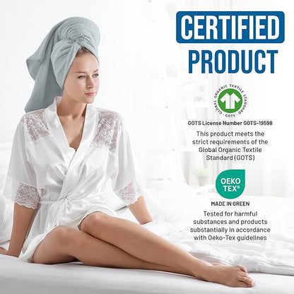 TOWELTIQUE- Organic Cotton Luxury Bath Towels Pack of 4 GOTS & Oeko- TEX Certified | Premium Soft, Absorbent & Quick-Drying Towels for Bathroom, Gym, Spa & Hotel Use – Light Gray
