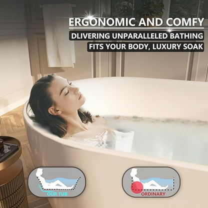 67" Acrylic Freestanding Bathtub, Contemporary Freestanding Tub with Overflow and Drain, cUPC Certified, Gloss White
