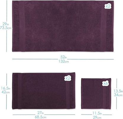 Hearth & Harbor Bath Towels for Bathroom - 100% Ring Spun Cotton Luxury Bathroom Towels - Ultra Soft & Highly Absorbent, Bath Towels Set of 6 - Burgundy Red