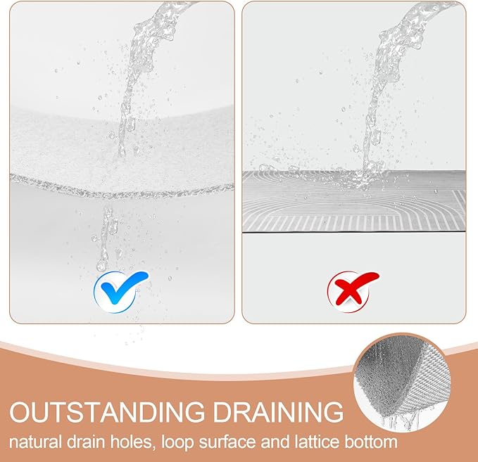 Joyhalo Shower Mats for Showers Anti Slip for Elderly, 32'' x 24'' Non Slip Bath Mat for Inside Shower, Bath Tub Mats for Bathroom Non Slip for Shower, PVC Loofah Bathroom Mats, White