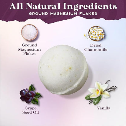 Purple Canyon Bath to Bed Natural Bath Bombs | Relaxing Sleep Support with Magnesium | Chamomile and Vanilla Scented Handmade Bath Bombs Set