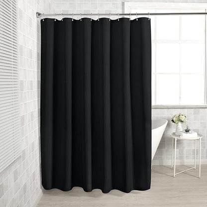 AmazerBath Waffle Shower Curtain, Heavy Duty Fabric Shower Curtains with Waffle Weave Hotel Quality Bathroom Shower Curtains, 72 x 78 Inches (Black)