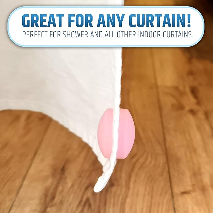 Powerful Anti-Billowing Magnetic Shower Curtain Weights for Splash-Free Bath Experience - 360° Silicone Wrapped - Will Never Rust - Heavy Magnets Prevent Curtain Liners from Blowing | 4 Pairs | Pink